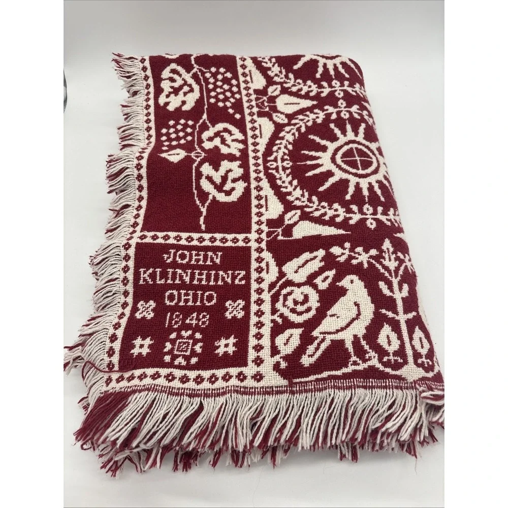 John Klinhinz‎ Ohio 1848 Reproduction Cotton Blanket 72 X 48